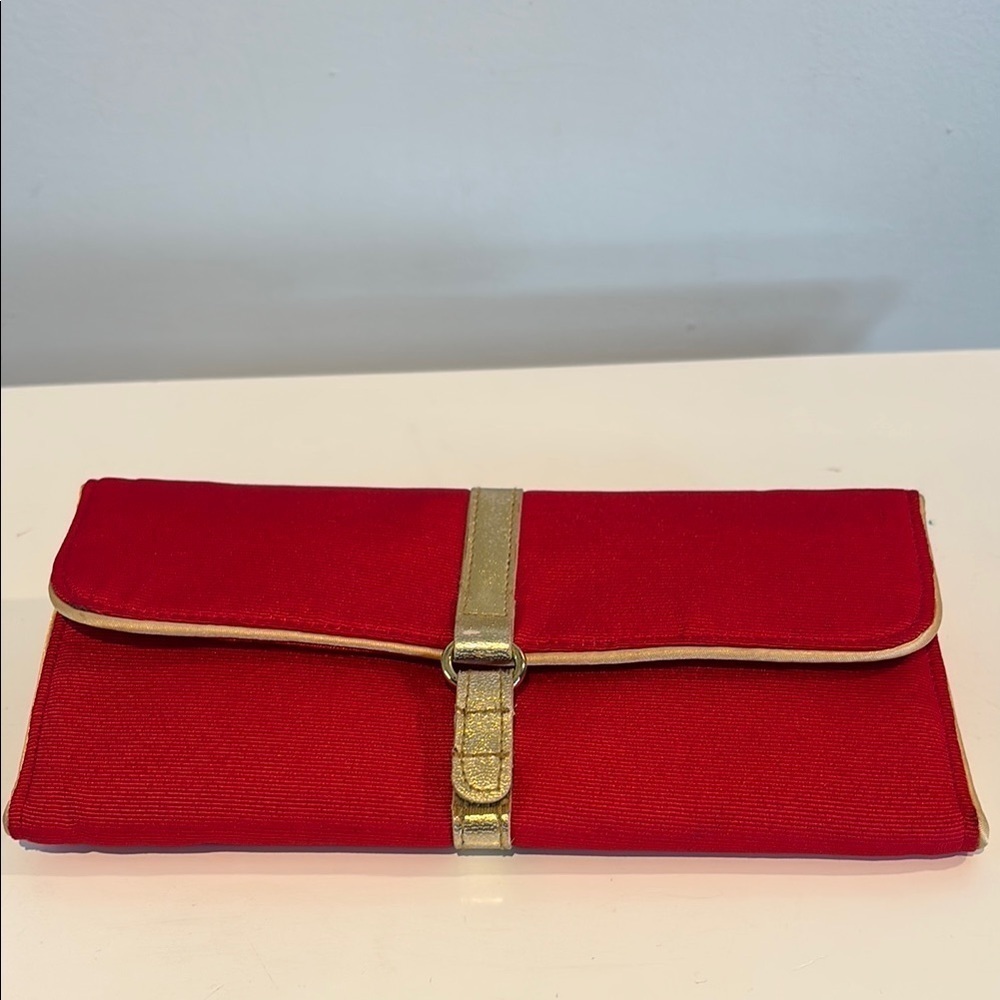 Red & Gold Travel Case Jewelry Storage Organizer Bag Pouch Purse